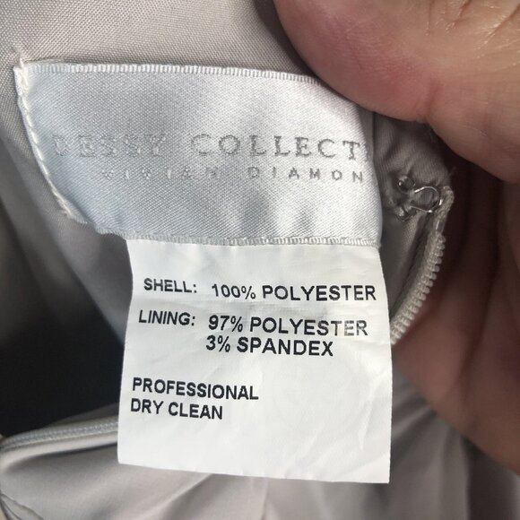 Vivian Diamond Formal Dress Womens 18 Gray Maxi Wedding Ruched Event Occasion - Picture 8 of 16